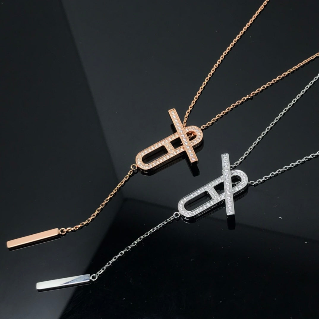 [⭐JeweliWhal]HM NECKLACE PLATINUM ROSE GOLD DIAMOND