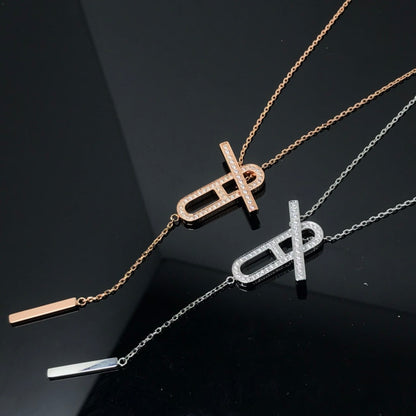 [⭐JeweliWhal]HM NECKLACE PLATINUM ROSE GOLD DIAMOND