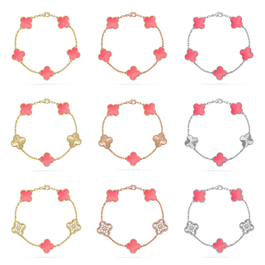 [⭐JeweliWhal] CLOVER 5 MOTIFS  PINK MOP BRACELET COLLECTION