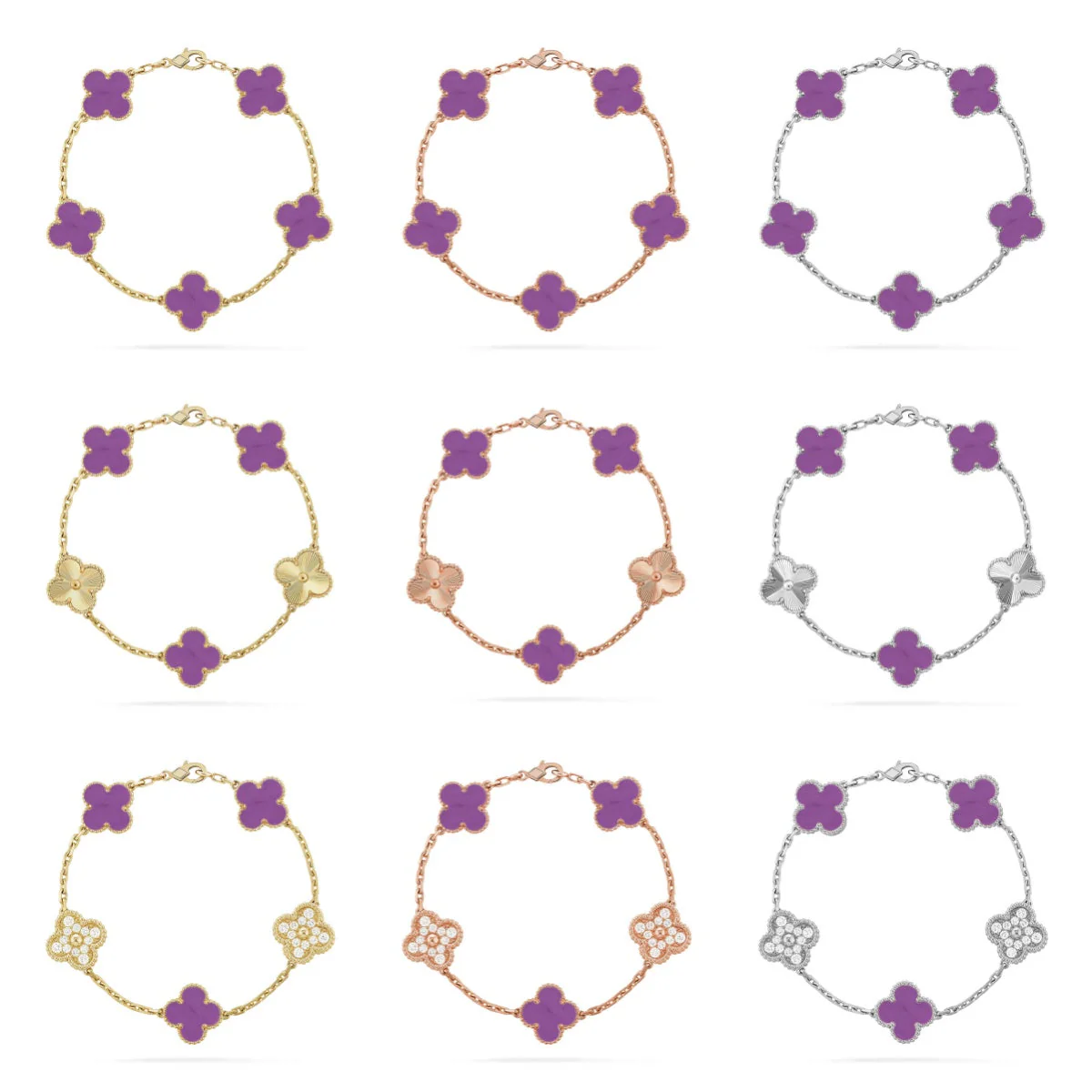 [⭐JeweliWhal] CLOVER 5 MOTIF VIOLET BRACELET COLLECTION