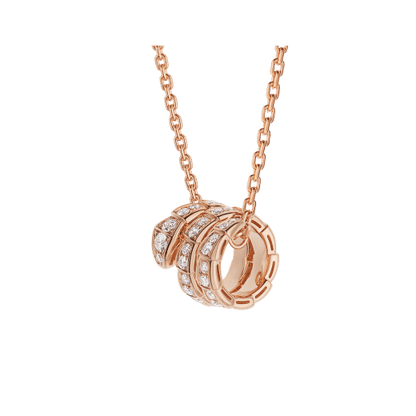 [⭐JeweliWhal]SERPENTI PINK GOLD NECKLACE DOUBLE RING DIAMOND
