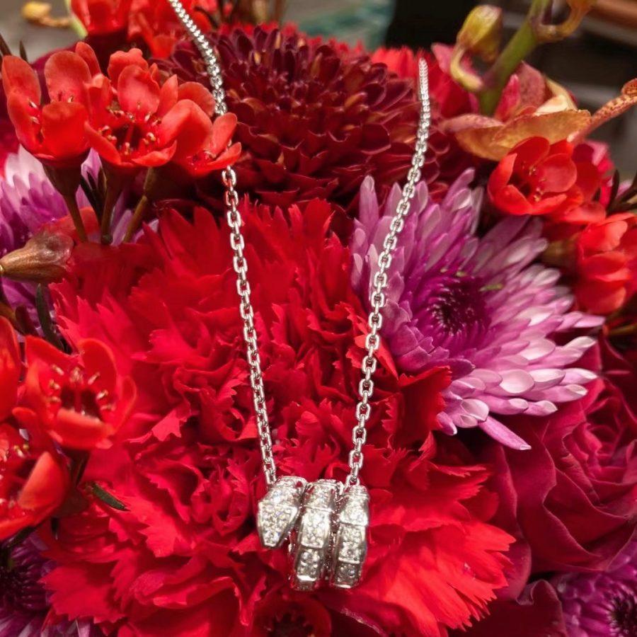 [⭐JeweliWhal]SERPENTI  NECKLACE DOUBLE RING DIAMOND