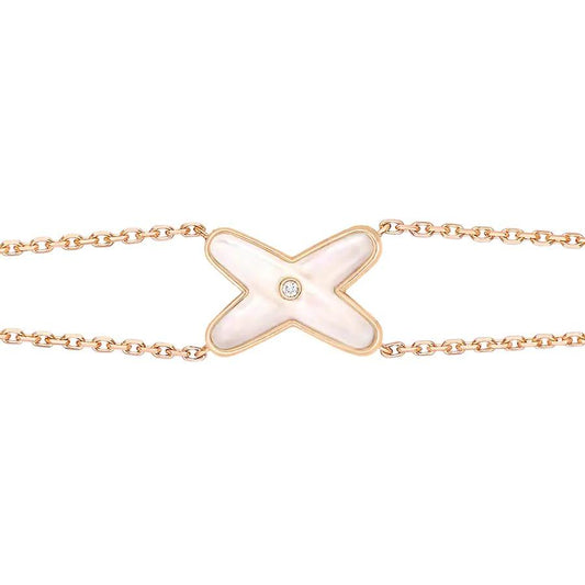 [⭐JeweliWhal]JEUX BRACELET WHITE MOP PINK GOLD 1 DIAMOND