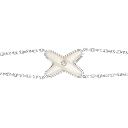 [⭐JeweliWhal]JEUX BRACELET WHITE MOP SILVER 1 DIAMOND