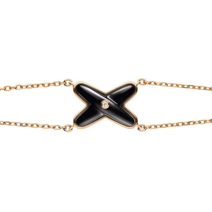 [⭐JeweliWhal]JEUX BRACELET ONYX PINK GOLD 1 DIAMOND