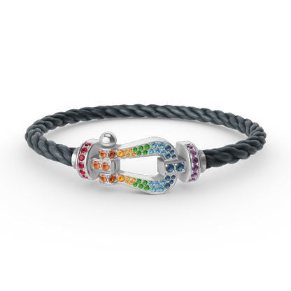 [⭐JeweliWhal]FORC LARGE HORSESHOE  COLORED DIAMOND BRACELET SILVER