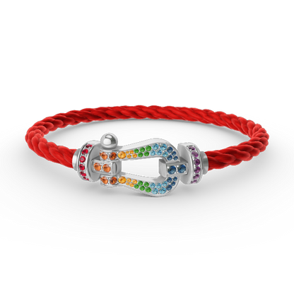 [⭐JeweliWhal]FORC LARGE HORSESHOE  COLORED DIAMOND BRACELET SILVER