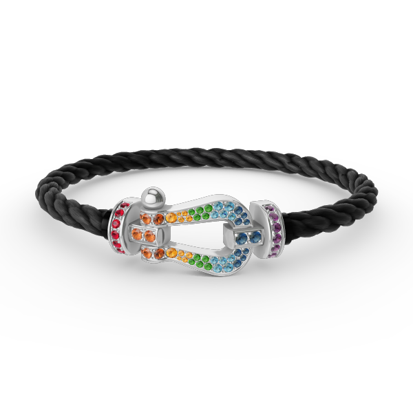 [⭐JeweliWhal]FORC LARGE HORSESHOE  COLORED DIAMOND BRACELET SILVER