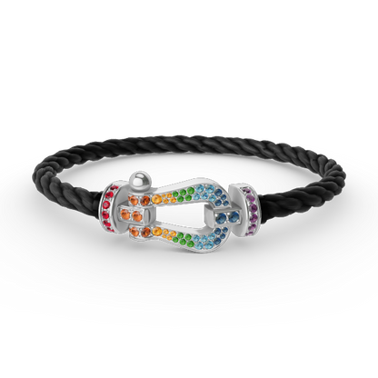 [⭐JeweliWhal]FORC LARGE HORSESHOE  COLORED DIAMOND BRACELET SILVER