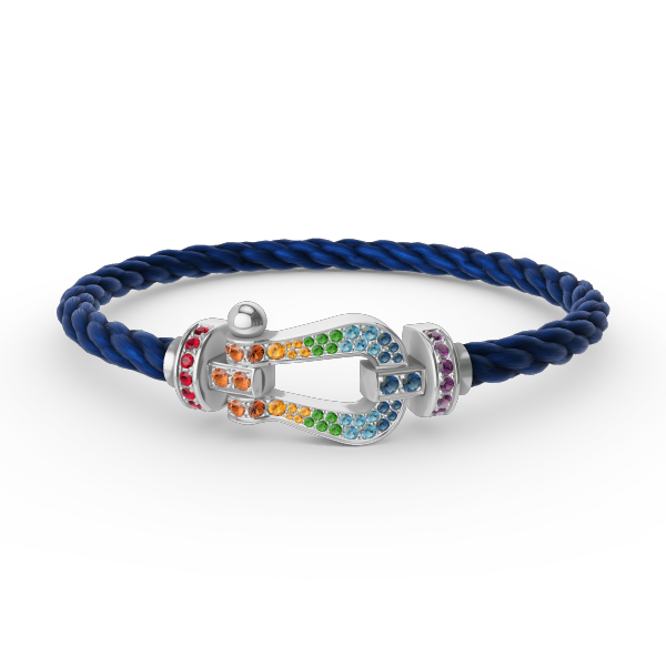 [⭐JeweliWhal]FORC LARGE HORSESHOE  COLORED DIAMOND BRACELET SILVER