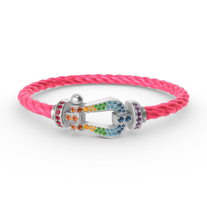 [⭐JeweliWhal]FORC LARGE HORSESHOE  COLORED DIAMOND BRACELET SILVER