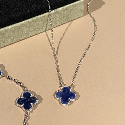 [⭐JeweliWhal]CLOVER 15MM PIETERSITE NECKLACE SILVER