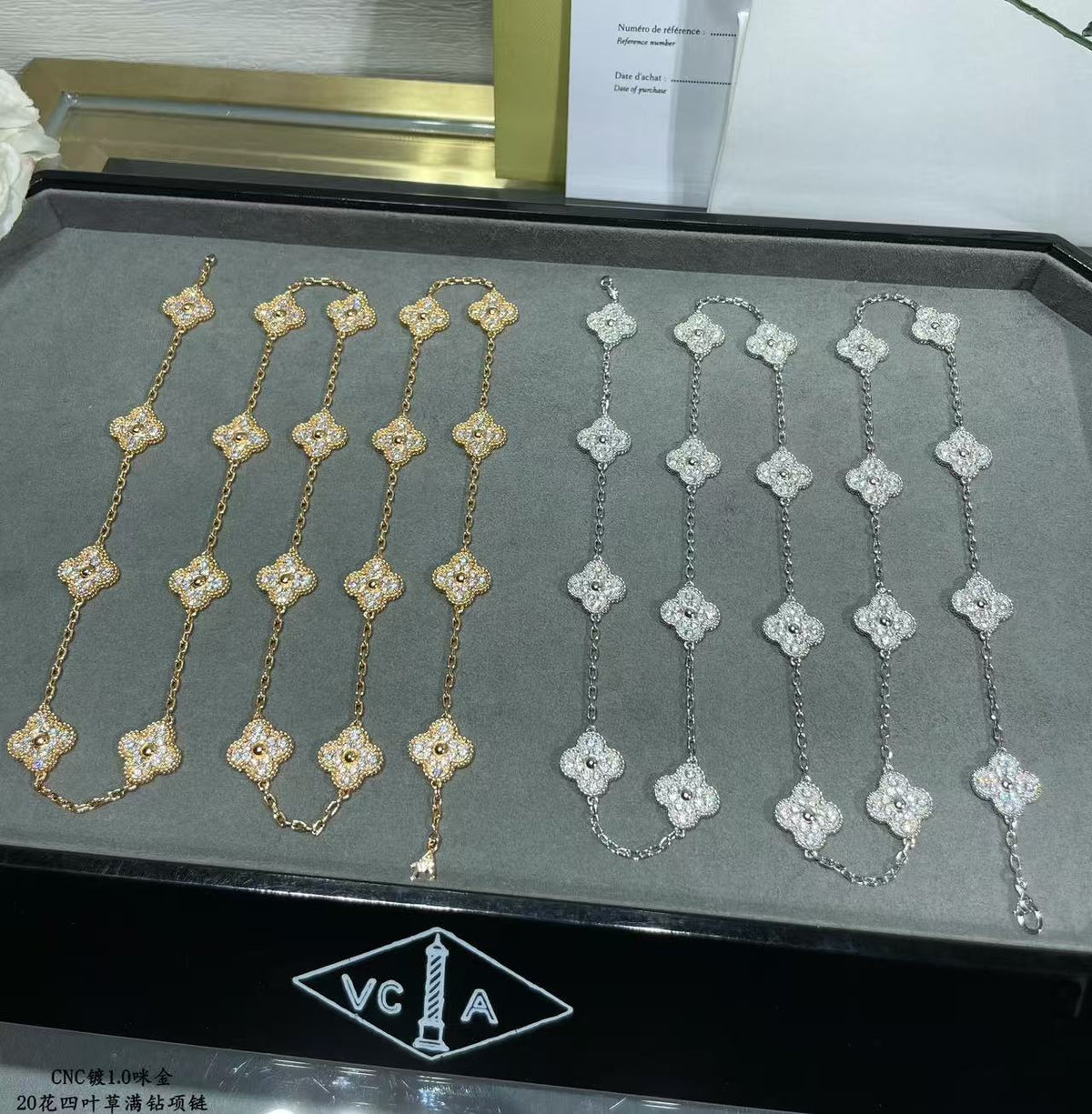 [⭐JeweliWhal]CLOVER 20 MOTIFS FULL-DIAMOND NECKLACE