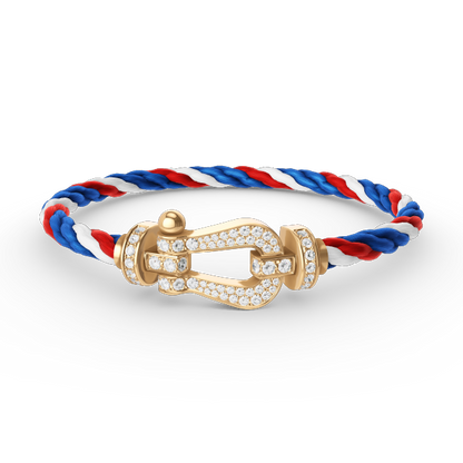 [⭐JeweliWhal]FORCE LARGE HORSESHOE FULL DIAMOND BRACELET GOLD