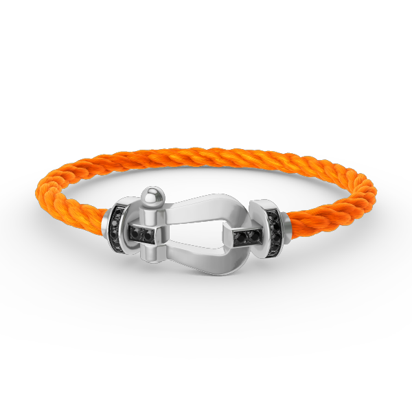 [⭐JeweliWhal]FORCE LARGE HORSESHOE BLACK DIAMOND BRACELET SILVER
