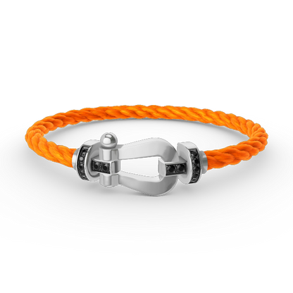 [⭐JeweliWhal]FORCE LARGE HORSESHOE BLACK DIAMOND BRACELET SILVER