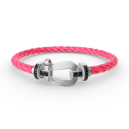 [⭐JeweliWhal]FORCE LARGE HORSESHOE BLACK DIAMOND BRACELET SILVER