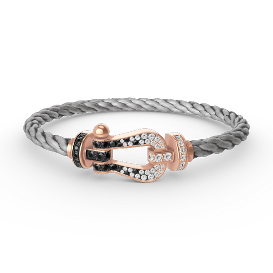 [⭐JeweliWhal]FORCE LARGE HORSESHOE BLACK WHITE DIAMOND BRACELET ROSE GOLD