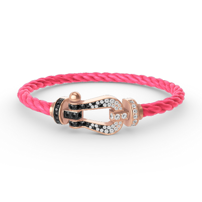 [⭐JeweliWhal]FORCE LARGE HORSESHOE BLACK WHITE DIAMOND BRACELET ROSE GOLD