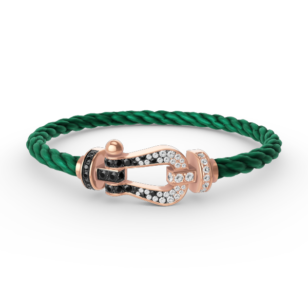 [⭐JeweliWhal]FORCE LARGE HORSESHOE BLACK WHITE DIAMOND BRACELET ROSE GOLD