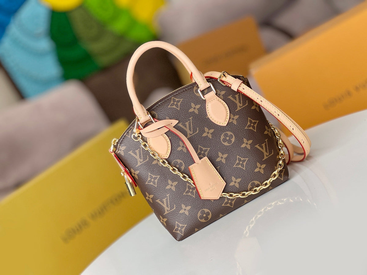 LV 25S LOCKIT BB 19 IN BROWN MONOGRAM COATED CANVAS GOLD HARDWARE