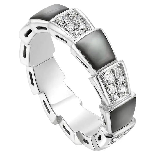 [⭐JeweliWhal]SERPENTI RING SILVER DIAMOND BLACK MOP 4MM
