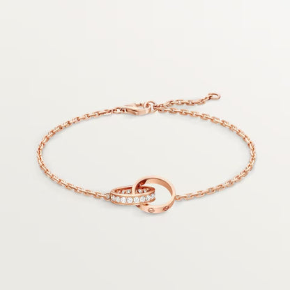 [⭐JeweliWhal]LOVE DOUBLE RING HALF DIAMOND BRACELET