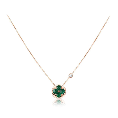 [⭐JeweliWhal]SUN PEDANT PINK GOLD 1 DIAMOND NECKLACE