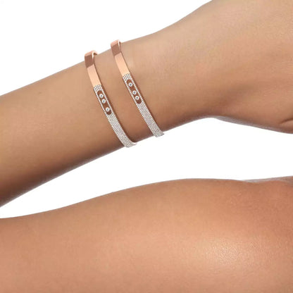 [⭐JeweliWhal]Move Noa Rose Gold Pavé Diamond Bangle Bracelet
