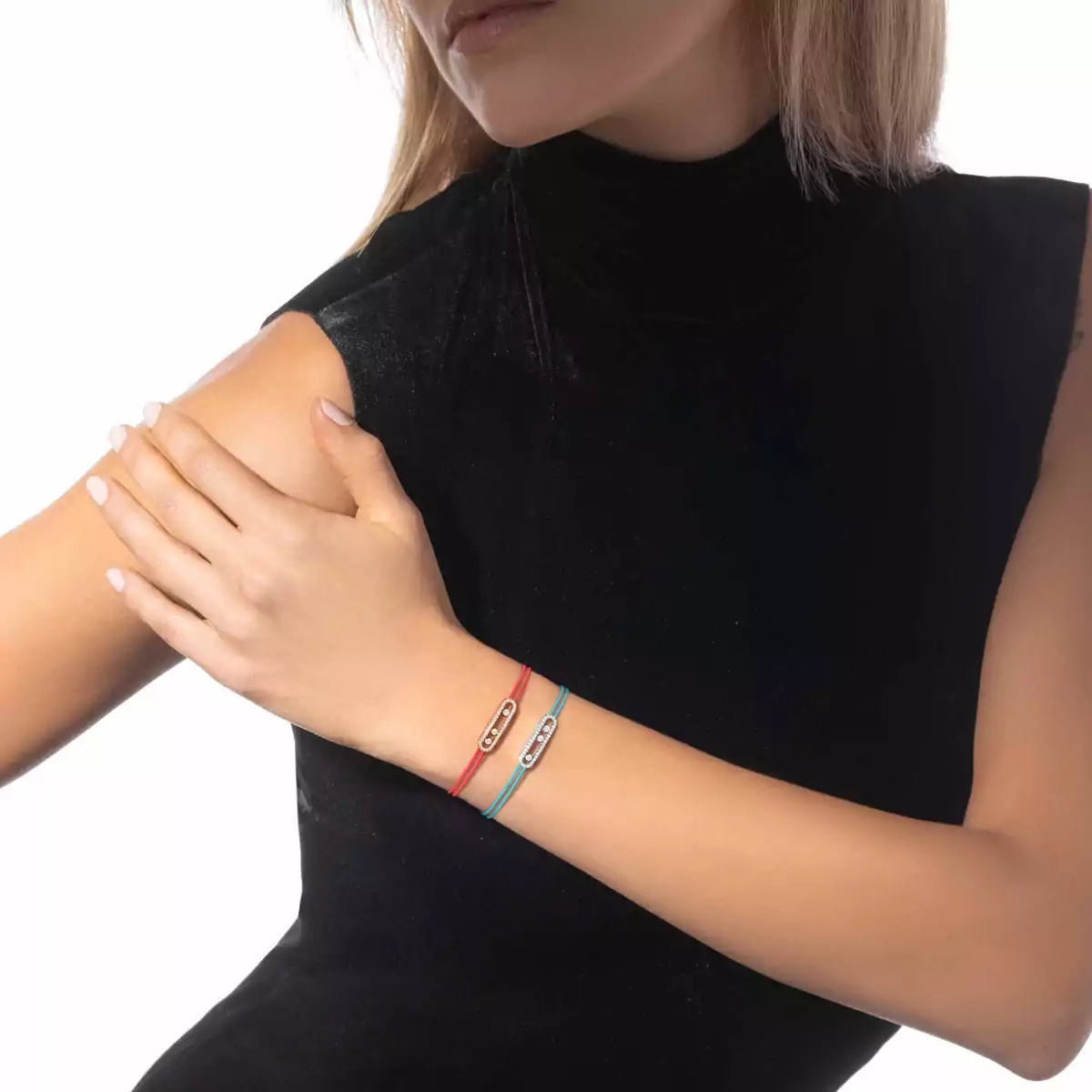 [⭐JeweliWhal]Messika Care(s) pink cord pavé bracelet