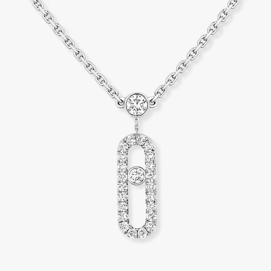 [⭐JeweliWhal]2 Rows Rose Gold Diamond Pave_ Necklace Move Uno