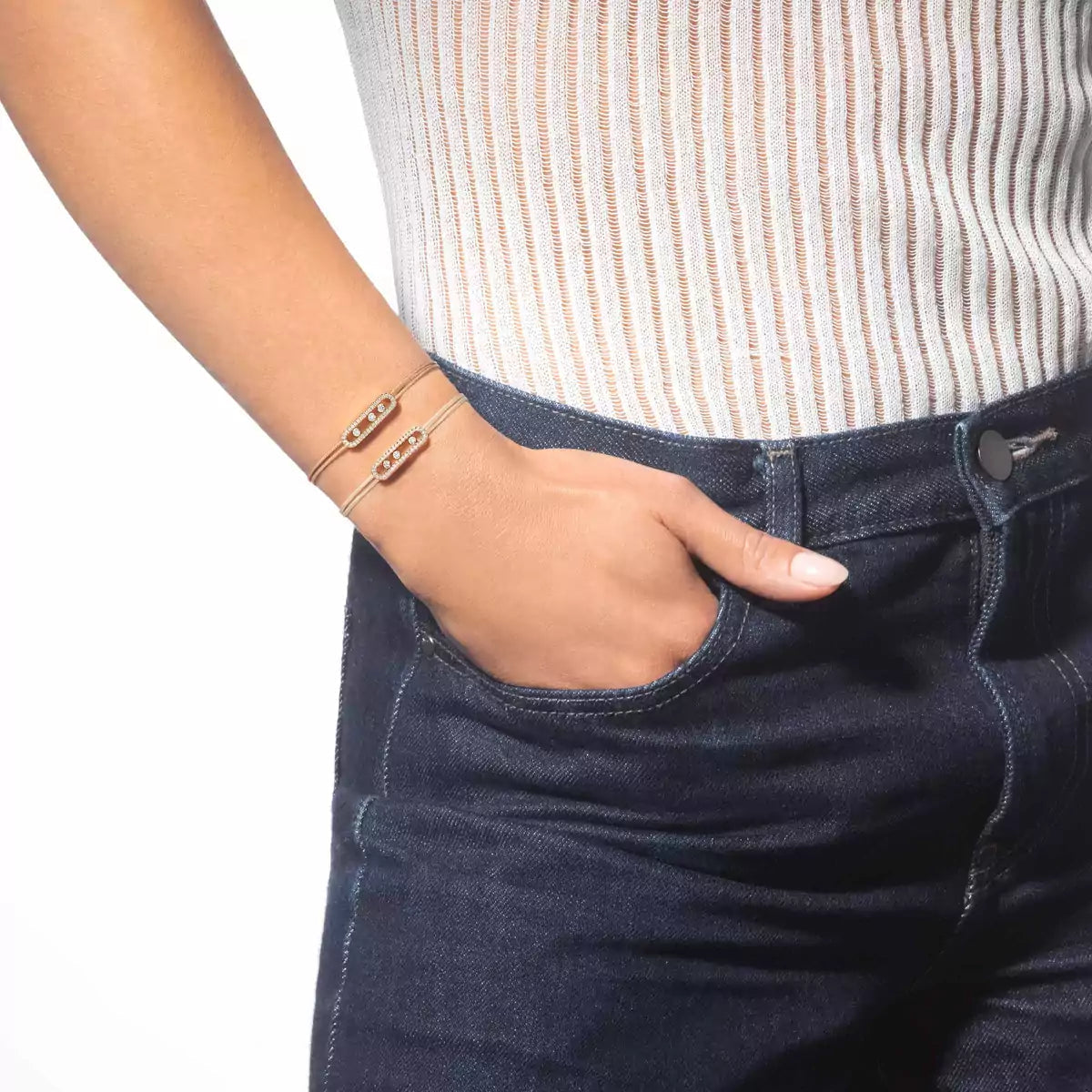 [⭐JeweliWhal]Messika Care(s) pink cord pavé bracelet