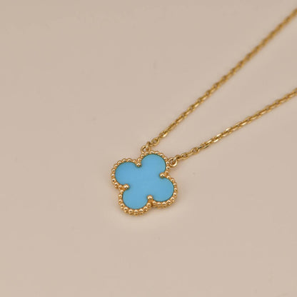 [⭐JeweliWhal]CLOVER 15MM VINTAGE TURQUOISE NECKLACE