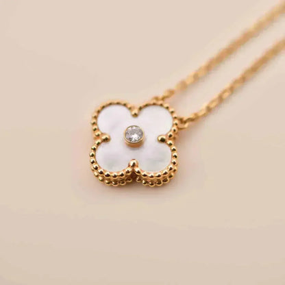 [⭐JeweliWhal]CLOVER 15MM DIAMOND WHITE FRITILLARIA NECKLACE