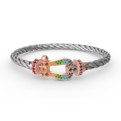 [⭐JeweliWhal]FORCE LARGE HORSESHOE  COLORED DIAMOND BRACELET ROSE GOLD