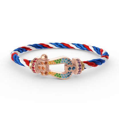 [⭐JeweliWhal]FORCE LARGE HORSESHOE  COLORED DIAMOND BRACELET ROSE GOLD