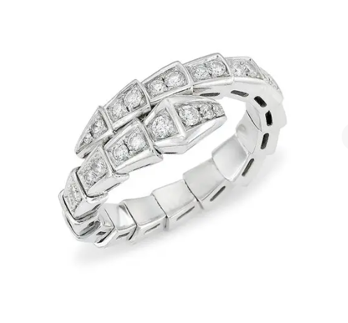 [⭐JeweliWhal]SERPENTI RING SILVER DIAMOND PAVED 4MM