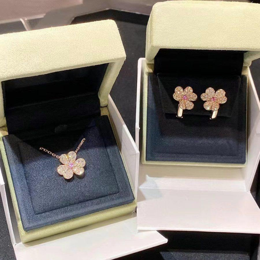 [⭐JeweliWhal]FRIVOLE PINK GOLD FLOWER DIAMOND EARRINGS