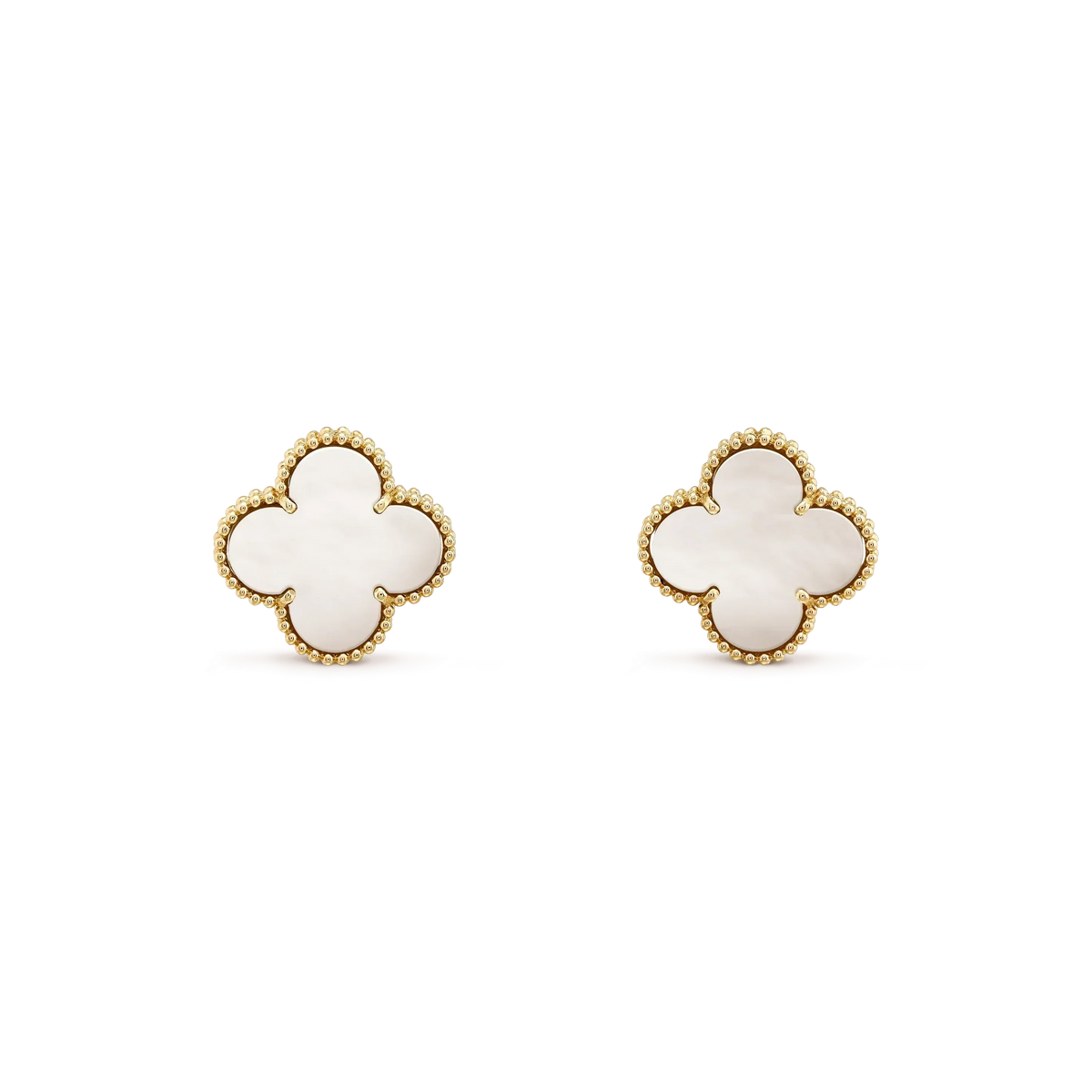[⭐JeweliWhal]CLOVER MEDIUM 1 MOTIFS  WHITE MOP STUD EARRINGS