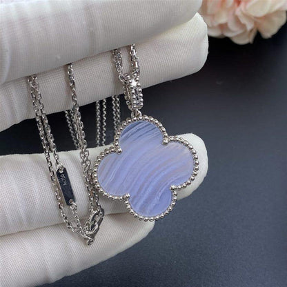 [⭐JeweliWhal]CLOVER SILVER CHALCEDONY BIG CLOVER NECKLACE