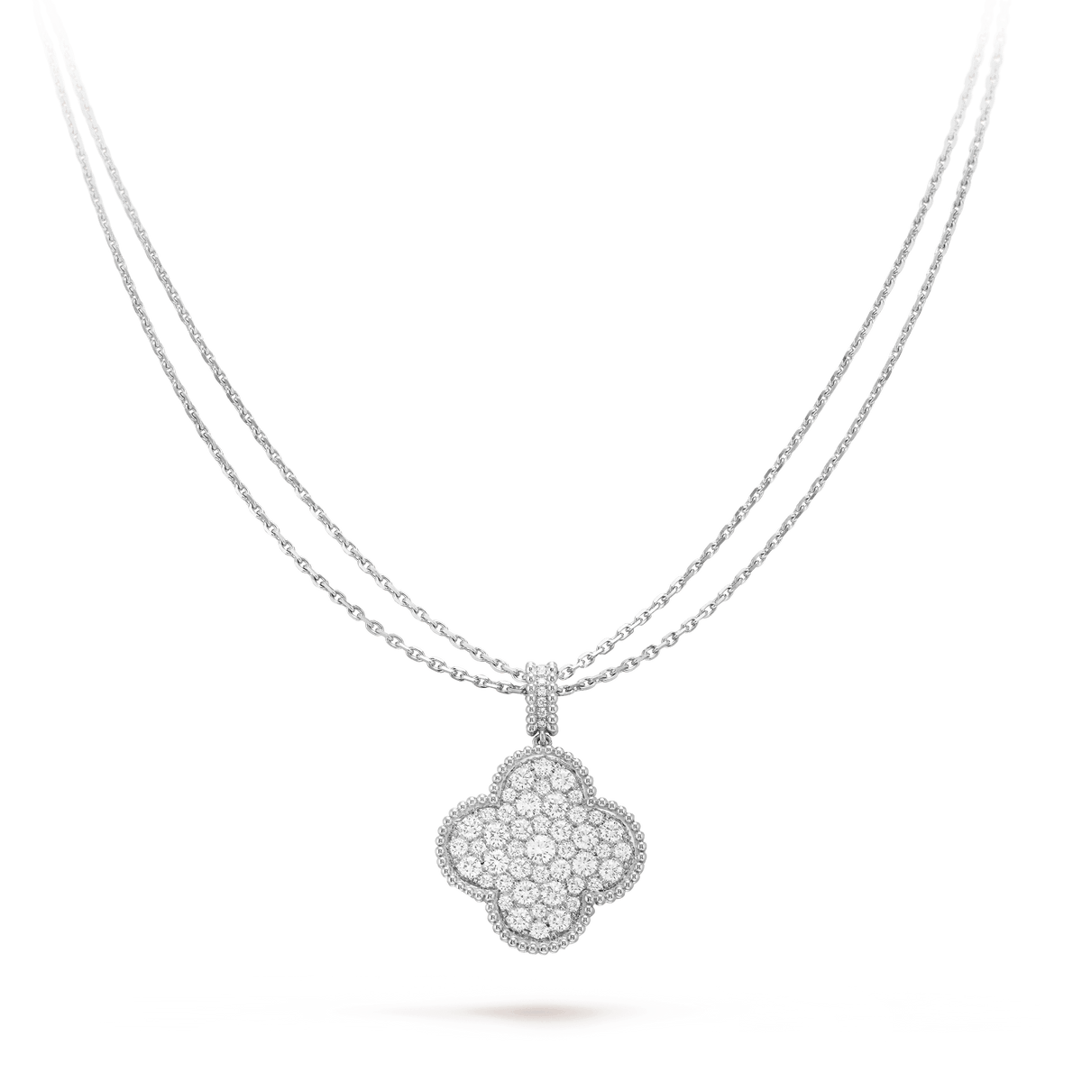 [⭐JeweliWhal]CLOVER 25MM SILVER FULL DIAMOND BIG CLOVER NECKLACE