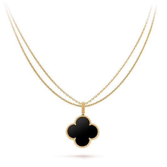 [⭐JeweliWhal]CLOVER 25MM GOLD ONYX BIG CLOVER NECKLACE