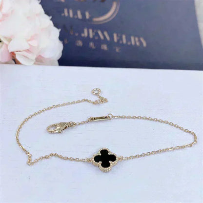 [⭐JeweliWhal]CLOVER ONYX SINGLE FLOWER BRACELET