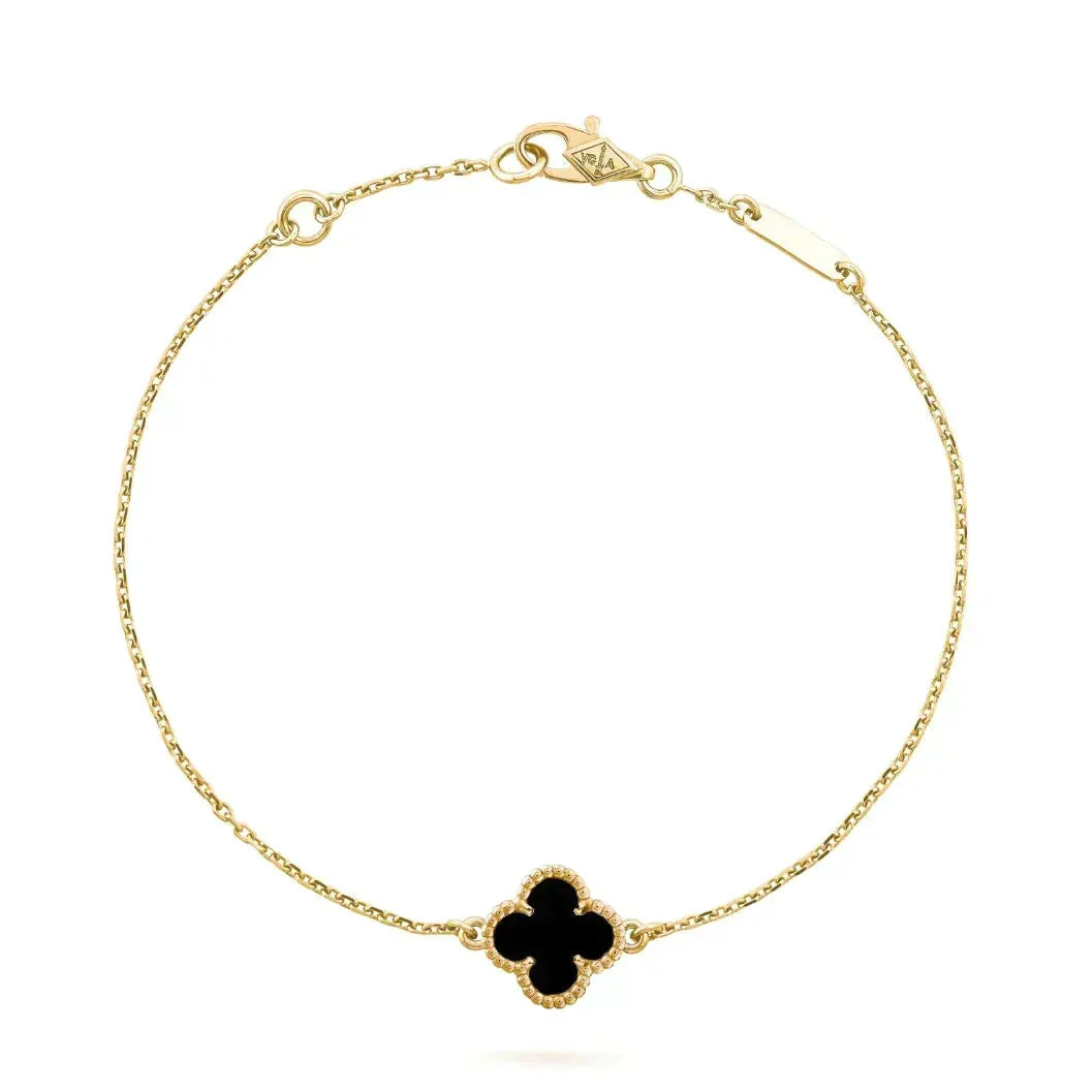 [⭐JeweliWhal]CLOVER ONYX SINGLE FLOWER BRACELET
