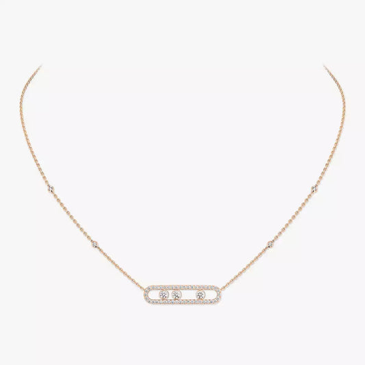[⭐JeweliWhal] Move Pave_ Rose Gold Diamond Necklace