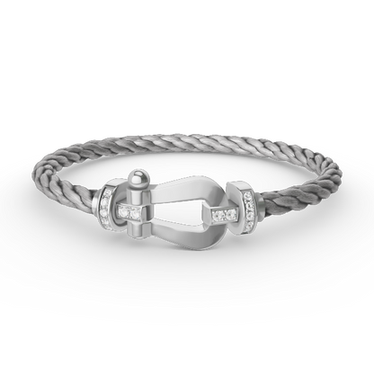 [⭐JeweliWhal]FORCE LARGE HORSESHOE HALF DIAMOND BRACELET SILVER