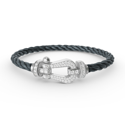 [⭐JeweliWhal]FORCE LARGE HORSESHOE FULL DIAMOND BRACELET SILVER