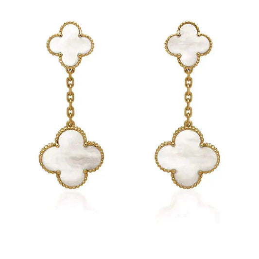 [⭐JeweliWhal]CLOVER 2 MOTIF WHITE MOP EARRINGS