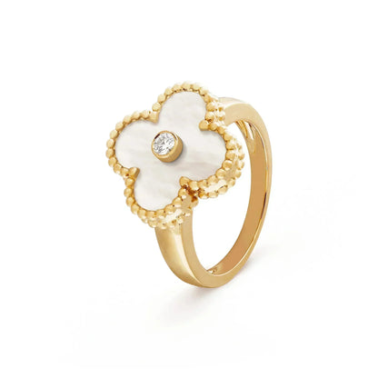 [⭐JeweliWhal]CLOVER PINK MOP RING GOLD DIAMOND